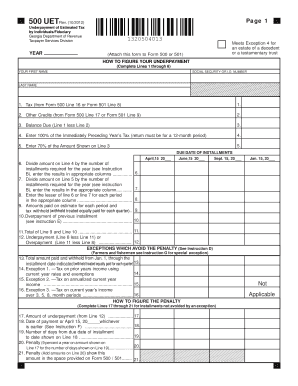 Georgia Underpayment of Estimated Tax Form 500 UET