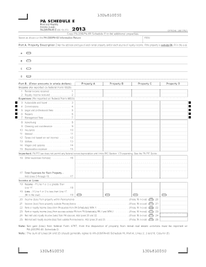 PA Schedule E Rent and Royalty Income (Loss) Form
