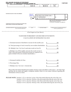 Delaware S Corporation Personal Income Tax Form 1100-P