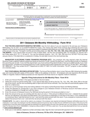 Delaware Withholding Tax Return Form W1A