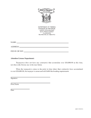 Delaware Contractor Bond Exemption Form