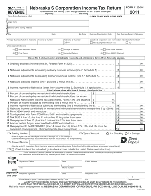 Nebraska S Corporation Income Tax Return Form 1120-SN