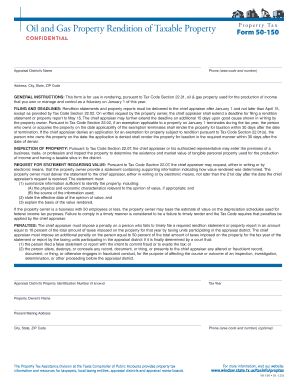 Texas Oil and Gas Property Rendition of Taxable Property Form 50-150