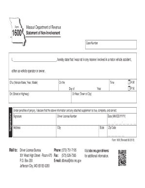 Missouri Non-Involvement Statement