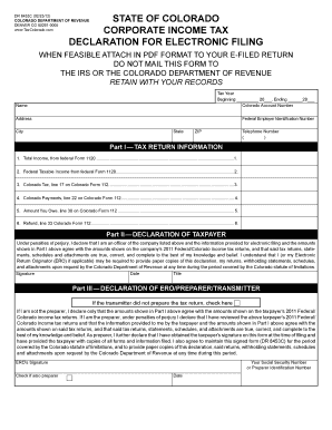 Colorado Corporate Income Tax Declaration