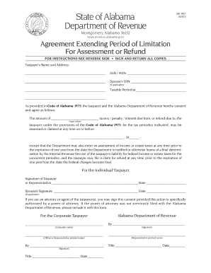 Alabama Tax Assessment Extension Agreement
