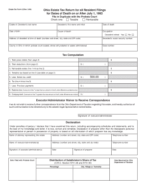 Ohio Estate Tax Return Form 2