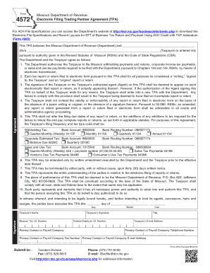 Missouri Electronic Filing Trading Partner Agreement