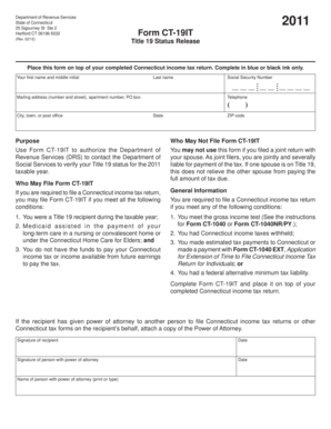 Connecticut Title 19 Status Release Form CT-19IT