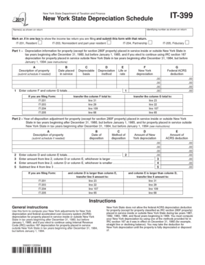 New York State Depreciation Schedule IT-399