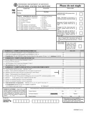 Tennessee Franchise Excise Tax Return