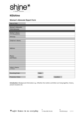 Woman’s Advocate Report Form