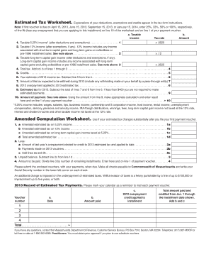 Massachusetts Estimated Income Tax Form 2-ES