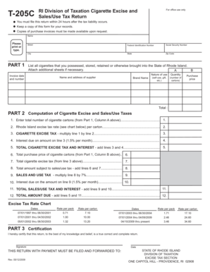 Rhode Island Cigarette Excise and Sales/Use Tax Return