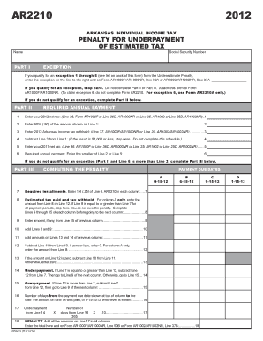 Arkansas Individual Income Tax Penalty Form AR2210