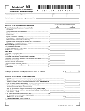 Oregon Schedule AP 2012