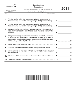 Wisconsin Job Creation Deduction Form