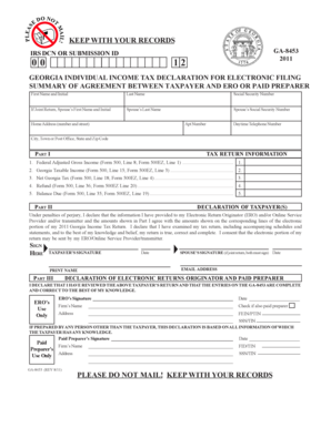 Georgia Individual Income Tax Declaration for Electronic Filing