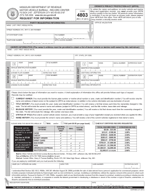Missouri DPPA Motor Vehicle Record Request Form