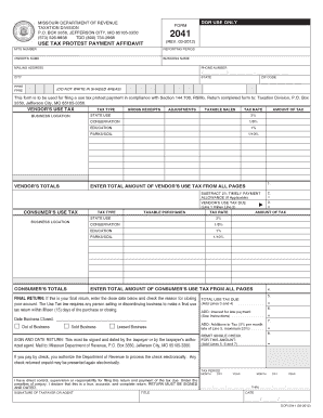 Missouri Use Tax Protest Payment Affidavit