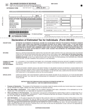 Delaware Form 1027 Application for Automatic Extension of Time to File Delaware Individual Income Tax Return
