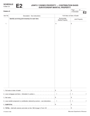 Wisconsin Form 101 E2 Jointly Owned Property