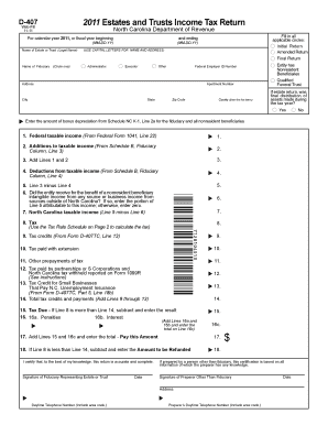 North Carolina D-407 2011 Estates and Trusts Income Tax Return