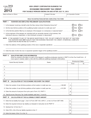 New Jersey Economic Recovery Tax Credit Form
