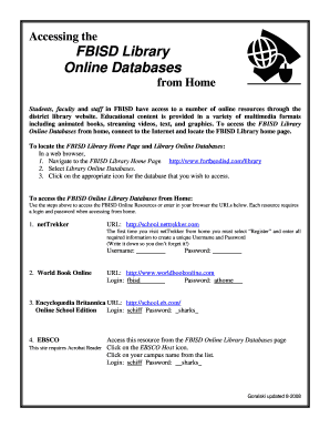 FBISD Library Online Database Access Guide