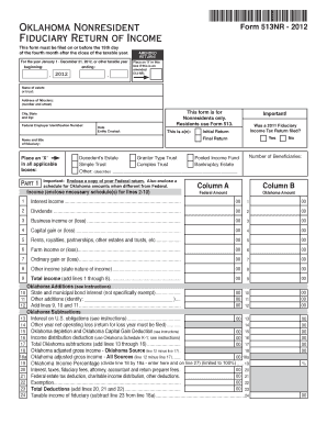 Oklahoma Nonresident Fiduciary Income Tax Form 513NR