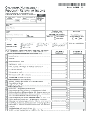 Oklahoma Nonresident Fiduciary Income Tax Form 513NR
