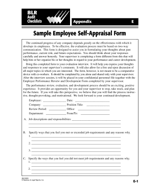 sample of appraisal form for employee