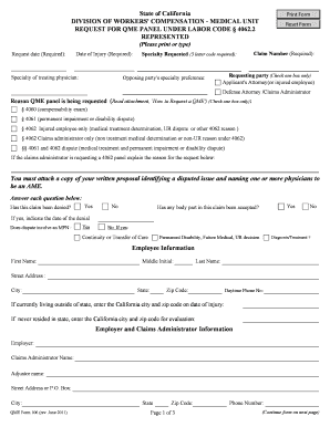 California QME Panel Request Form