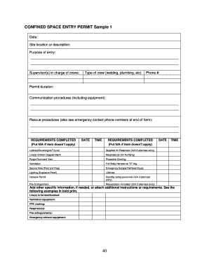 Confined Space Entry Permit