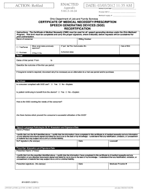 Ohio Medicaid Speech Generating Device Recertification Form