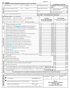 Ohio Amended Individual Income Tax Return