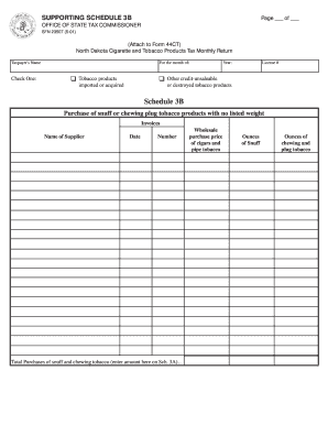 North Dakota Cigarette and Tobacco Products Tax Monthly Return