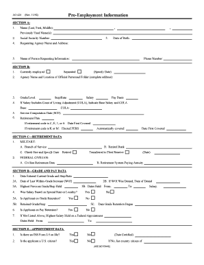 AO 425 Pre-Employment Information Form