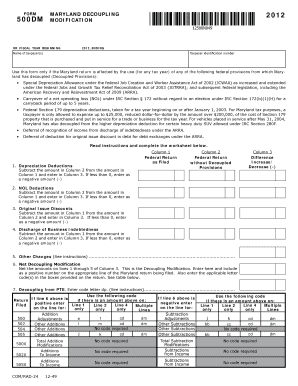 Maryland Decoupling Modification Form 500DM 2012
