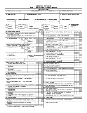 Asbestos Exposure Medical Questionnaire