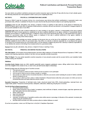 Political Contributions and Quarterly Personal Securities Transactions Report