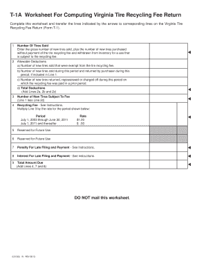 Virginia Tire Recycling Fee Worksheet