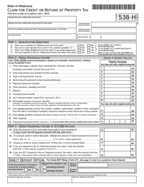Oklahoma Property Tax Credit or Refund Claim