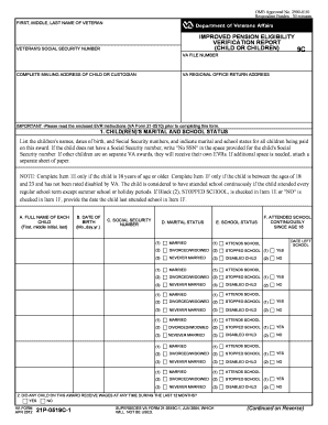 VA Form 21-0519C Improved Pension Eligibility Verification Report