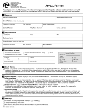 Washington State Tax Appeal Petition