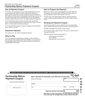 Utah Partnership Return Payment Coupon