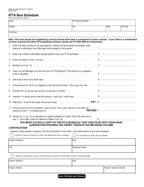 Michigan IFTA Bus Schedule Form 4360