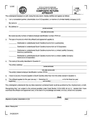 South Carolina I-338 Composite Return Affidavit