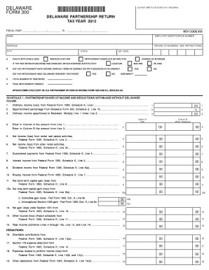Delaware Partnership Return Form 300