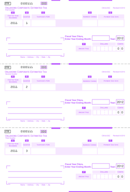Oklahoma Corporate Estimated Tax Form OW-8-ESC